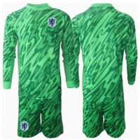 Nederland Keeper Fotballklær Hjemmedraktsett Barn EM 2024 Langermet (+ korte bukser)